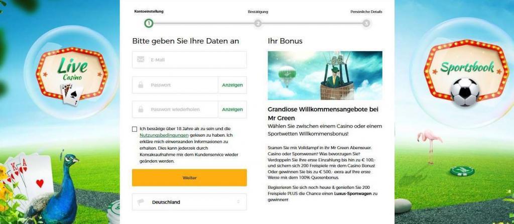 mr green bonus anmeldung
