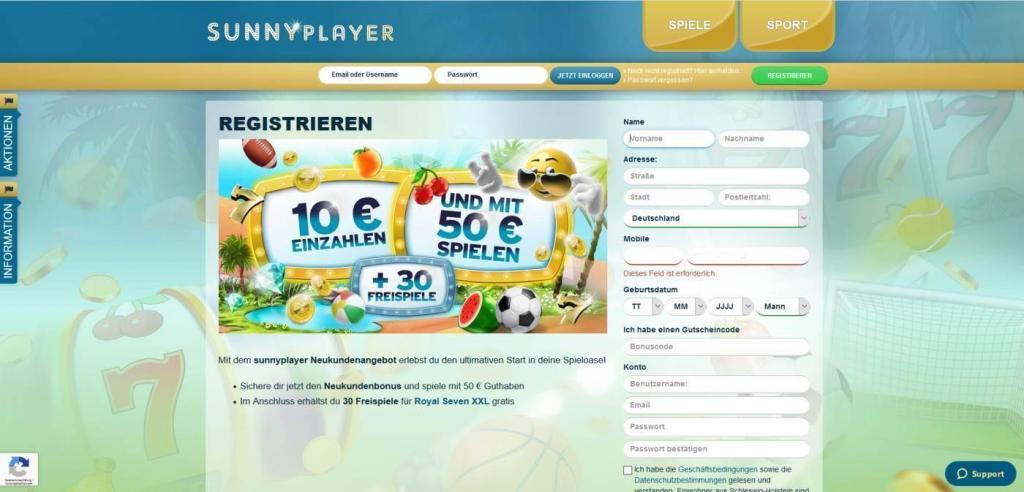 sunnyplayer anmeldung