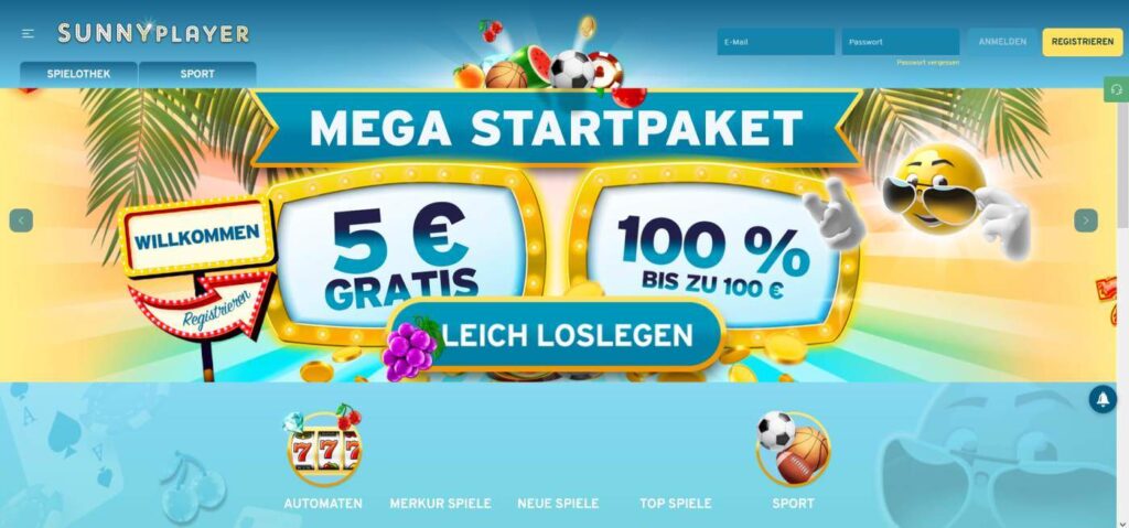 Bonus 5 Euro bez depozytu Sunnyplayer